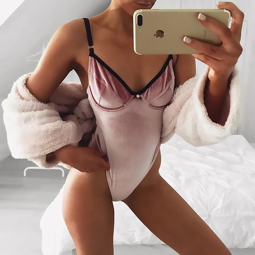 Повседневные боди для женщин бархатные бретели с открытой спиной облегающий