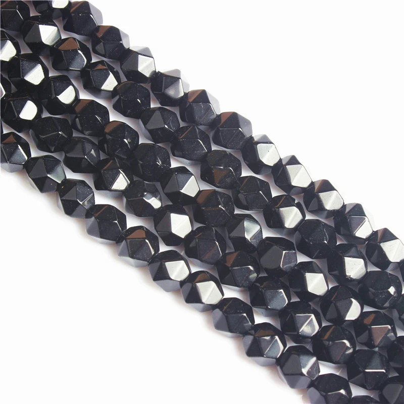 

Black Onyx Faceted Polygonal Round Beads For Jewelry Making Strand 15" DIY Bracelet Necklace Jewelry Beads Wholesale