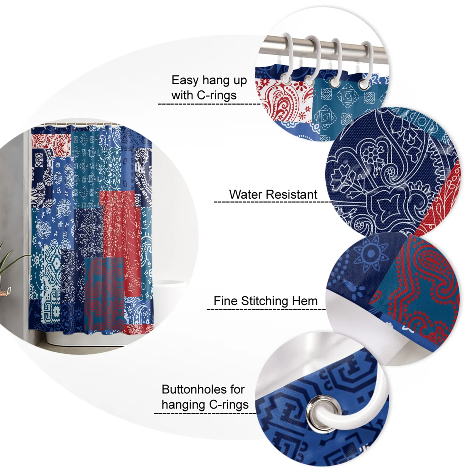 

Flowers Paper Cut Lines Shower Curtain Polyester Fabric Bathroom Home Decor Waterproof Shower Curtains with Hooks