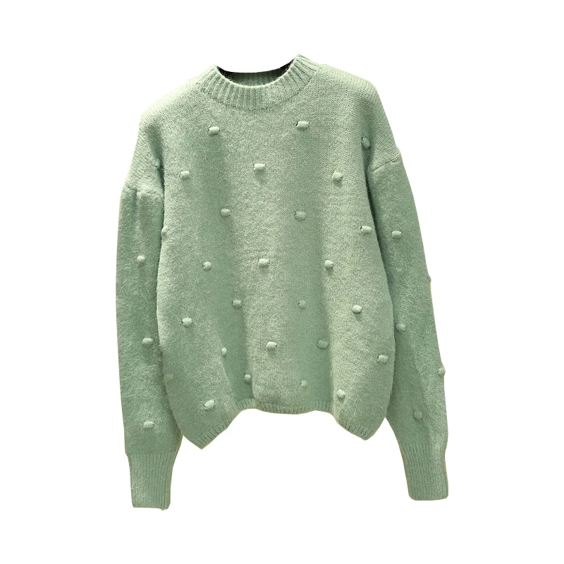 Новый осенне-зимний мягкий вязаный свитер с длинными рукавами и круглым вырезом