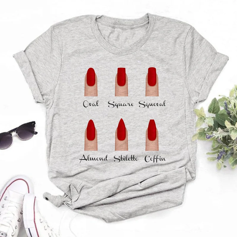 

Women Summer Finger Nail Nail Art T Shirts 90s Ladies Girls T-shirts Top T Shirt Fashion Womens Graphic Female Tee T-Shirts