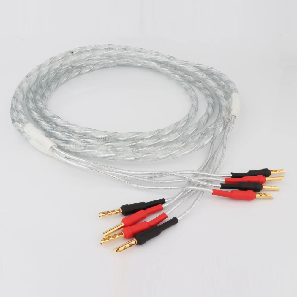 

Preffair Hi-End OCC Silver Plated Speaker Cable with Gold Plated Banana To Banana Plug Loudspeaker Cable HIFI Audiophile Wire