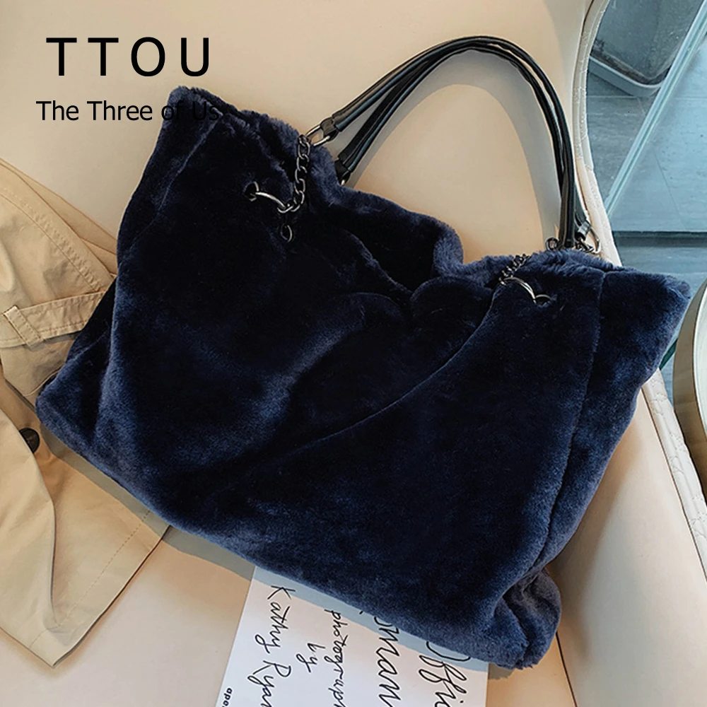 Зимняя женская сумка на плечо из искусственного меха повседневная плюшевая тоут