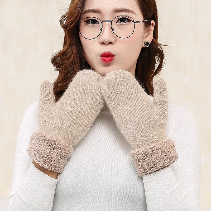 

Cute Wool Gloves Female Winter Mittens Factory Outlet Fur Gloves Fingerless Gloves Winter Gloves Women Girls Mittens