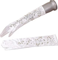 new design satin wedding gloves for wedding dresses gloves beaded hollow out bridal veils with sequins