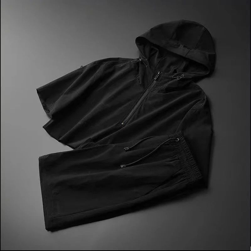 

2021 summer new men's casual all-match fashion hooded short-sleeved suit sports shorts trend
