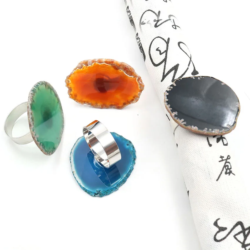 6/шт Агат ломтик Западный отель салфетка Пряжка различные цвета оникс качели