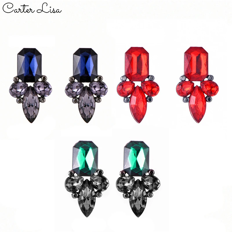 Женские серьги гвоздики в форме цветка CARTER LISA украшенные большими кристаллами и