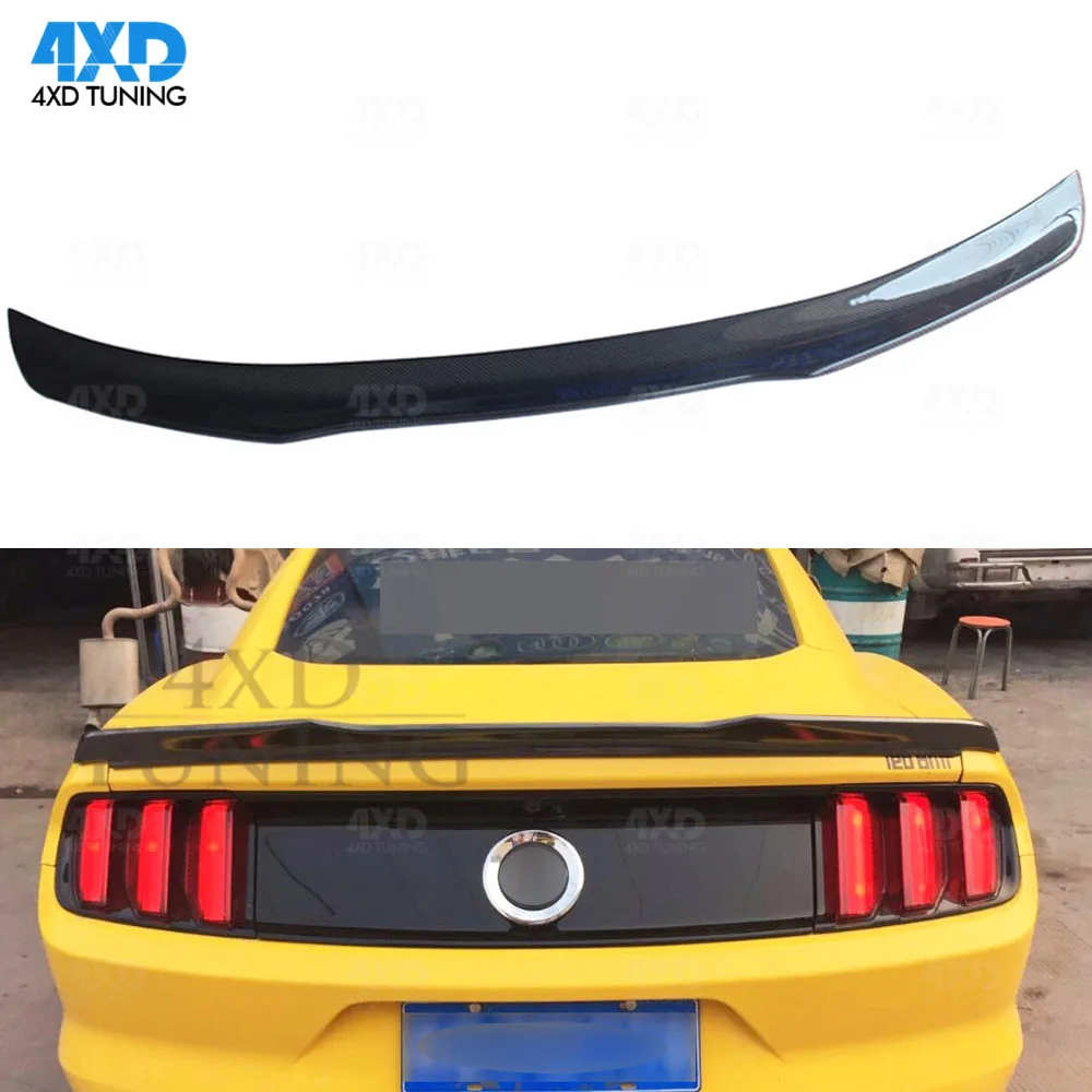 

B Style Carbon Spoiler For Ford Mustang Coupe Rear Spoiler Rear Trunk lip Wing glossy black 2015 2016 2017 2018 2019