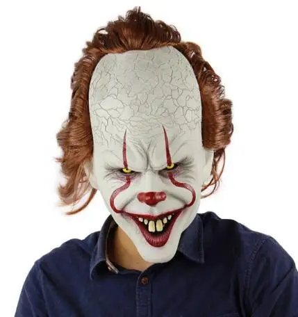 latex mask Светодиодный маска клоуна Pennywise Stephen King's It Chapter Two Masque Movie шлем для косплея маски - Цвет: latex mask