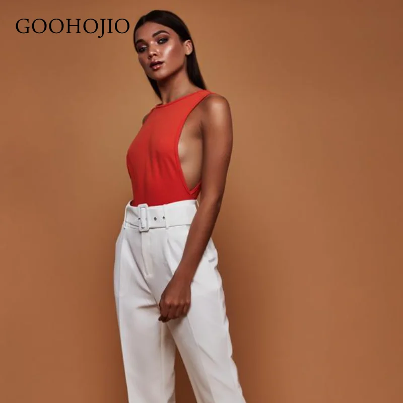 

GOOHOJIO 2021 Spring Autumn High Waist Solid Color Pants Women Casual Straight Pants for Ladies All-match Women Cropped Trousers