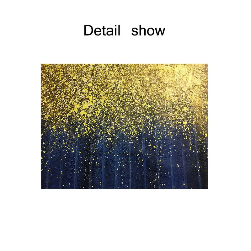 

3 Pieces Canvas wall decor home decor Gold acrylic navy Blue room decoration For Living Room Handmade Abstract shinny Painting