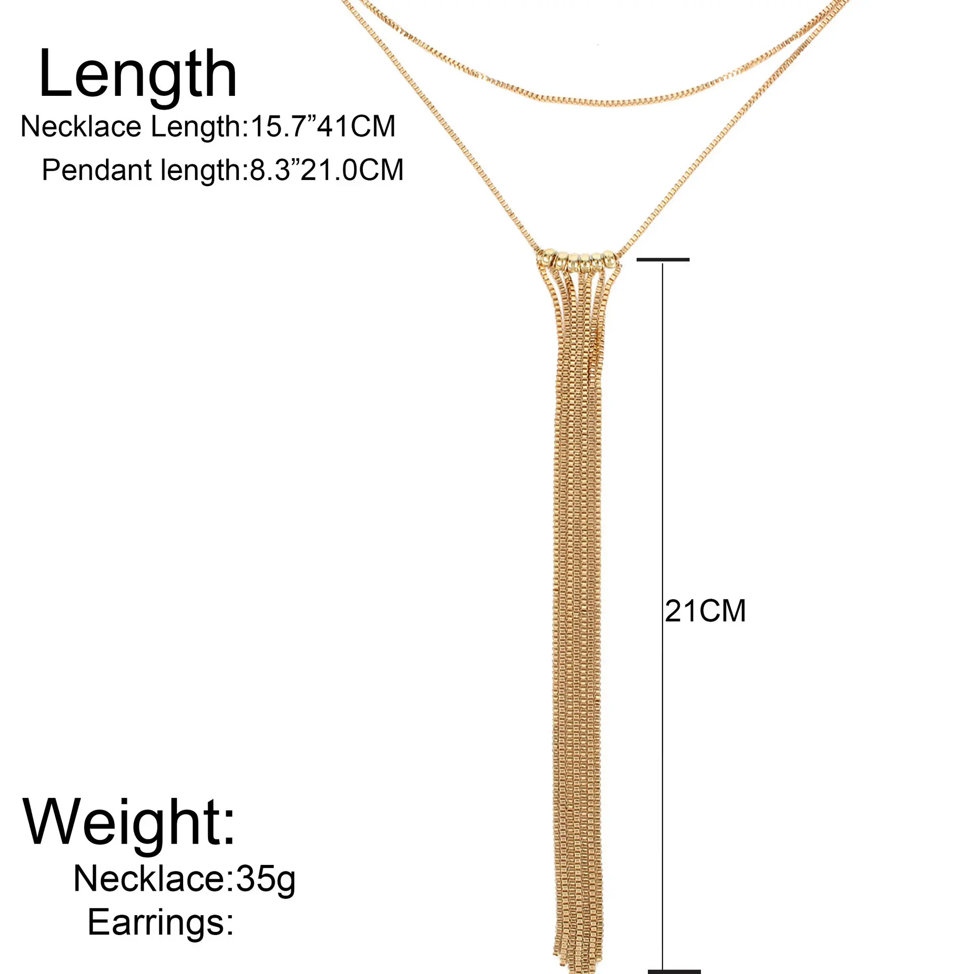 

Korean fashion, versatile long tassel sweater chain, simple personality, alloy box chain, necklace, temperament, fema