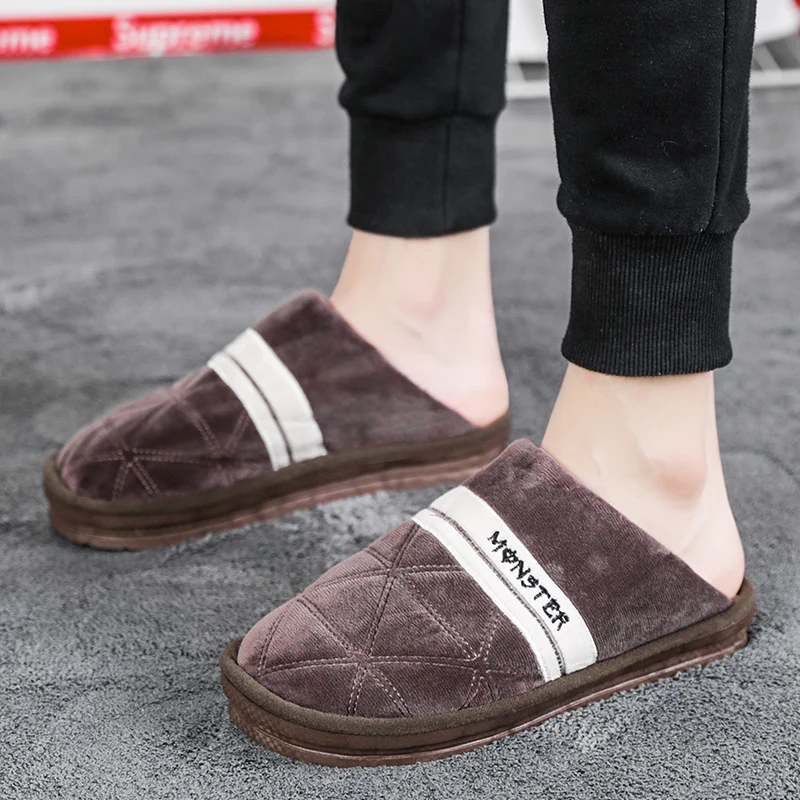 Слиперы M & V мужские зимние теплые плюшевые хлопковые слиперы модные домашние
