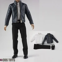 16 focustoys f02b male leather suit clothes set model fit 12 inch action figure soldier body