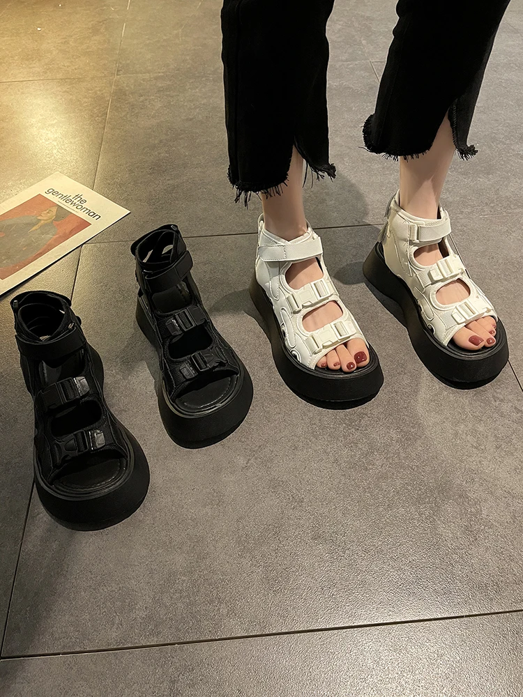 

Roman Style Fashion Casual Platform Ladies Sports Sandals Summer College Style Velcro Non-Slip Wear-Resistant Casual Shoes.