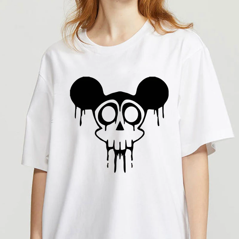 

Showtly Horro Skull summer streetclothing Tshirt Cartoon Top Tees kawaii T Shirt Funny Harajuku T-shirt Summer Fashion Tshirt