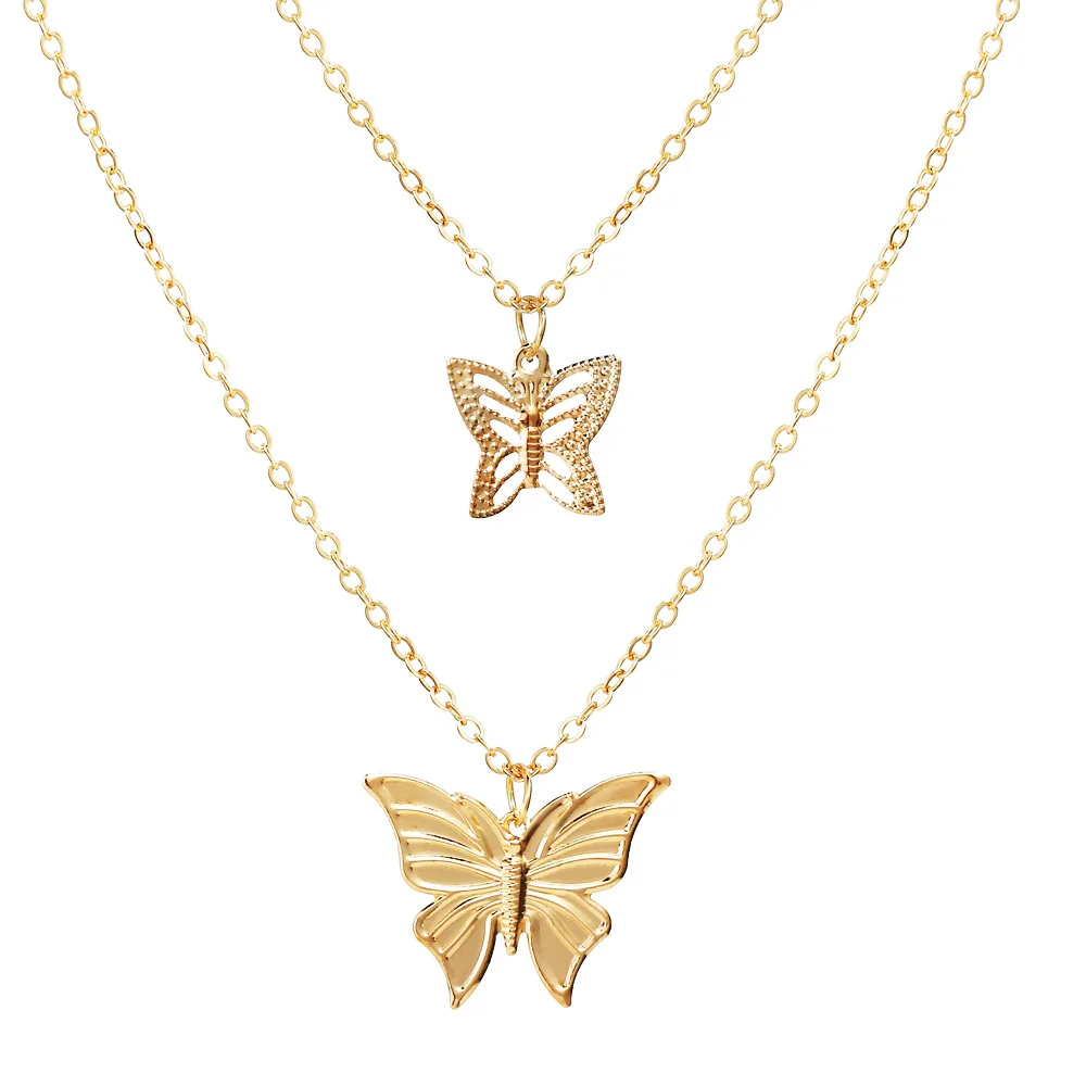 

Gold Color Chain Pendant Butterfly Necklace for Women Layered Charm Choker Necklaces Boho Beach Jewelry Gift Wholesale