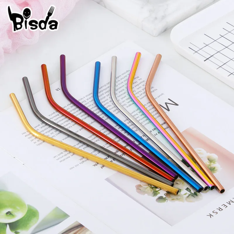 100 шт. соломинки из нержавеющей стали оптом многоразовые золотистого металла