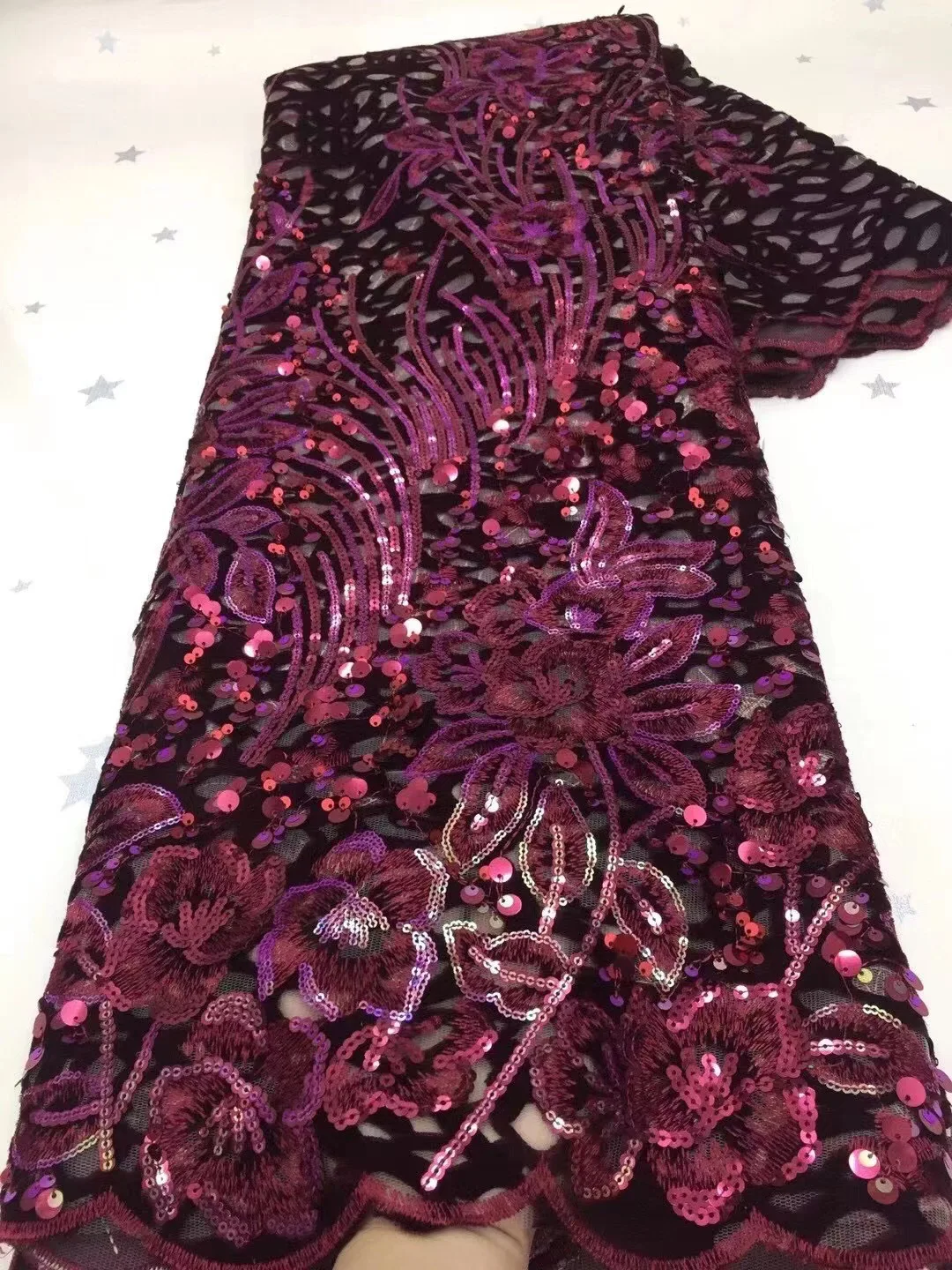 

Latest High Quality African sequins Lace Fabric French Net Embroidery Tulle Lace Fabric For Nigerian Wedding Party Dress