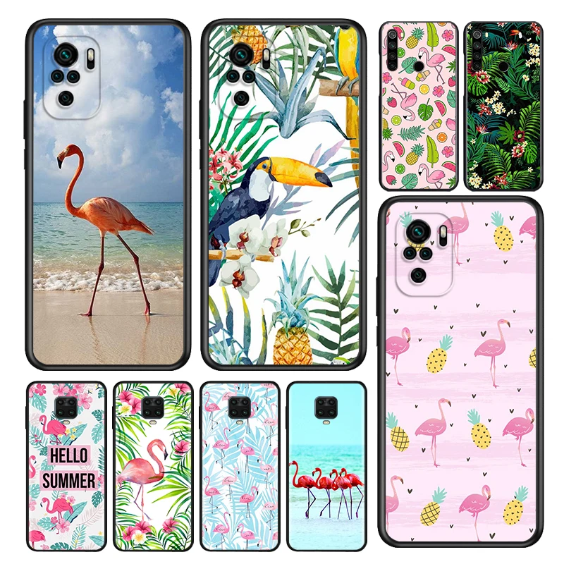 

Silicone Cover Tropical Rainforest Flamingos For Xiaomi Redmi Note 10 10S 9 9S Pro Max 9T 8T 8 7 6 5 Pro 5A 4X 4 Phone Case