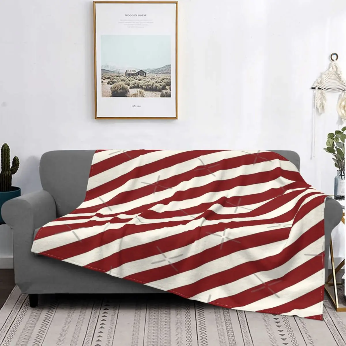 

Manta a rayas de Navidad, a cuadros colcha para cama, sofa, manta de muselina, manta ponderada, luz roja