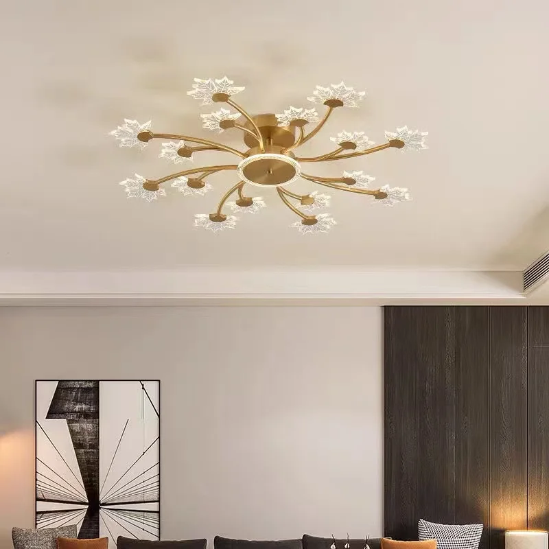 Светодиодная потолочная лампа в скандинавском стиле Современная медная цепная