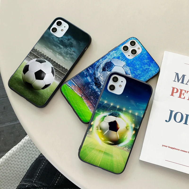 

Football Fire Soccer Ball for Iphone 11 XR 5 7 8 6 Case Iphone 6S 6plus Xsmax 7p 8plus 8p 7plus 5S 11pro Max Black Back Case