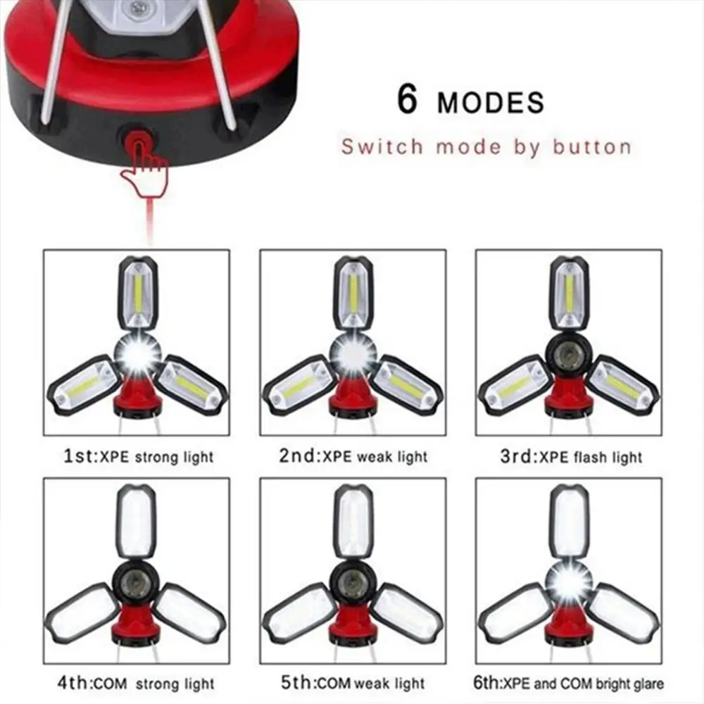 

Foldable Camping Lantern Flashlight LED Worklight Tent Lamp 1200mAh Super Bright Portable Multifunctional Outdoor Tool Torch