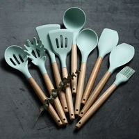kitchen utensils silicone spatula cooking utensils set wooden handle non stick spoon soup egg beaters shovel cooking appliances