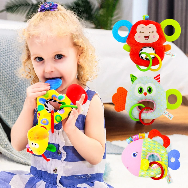 Baby Teether Rattles Grab Ability Training Toys Infant Carto