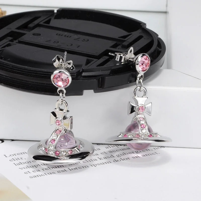

New Hip Hop Rock Planet Earring Transparent Crystal Pendant Earrings For Women 2021 Trend Christmas Girl Friend Jewelry Gift