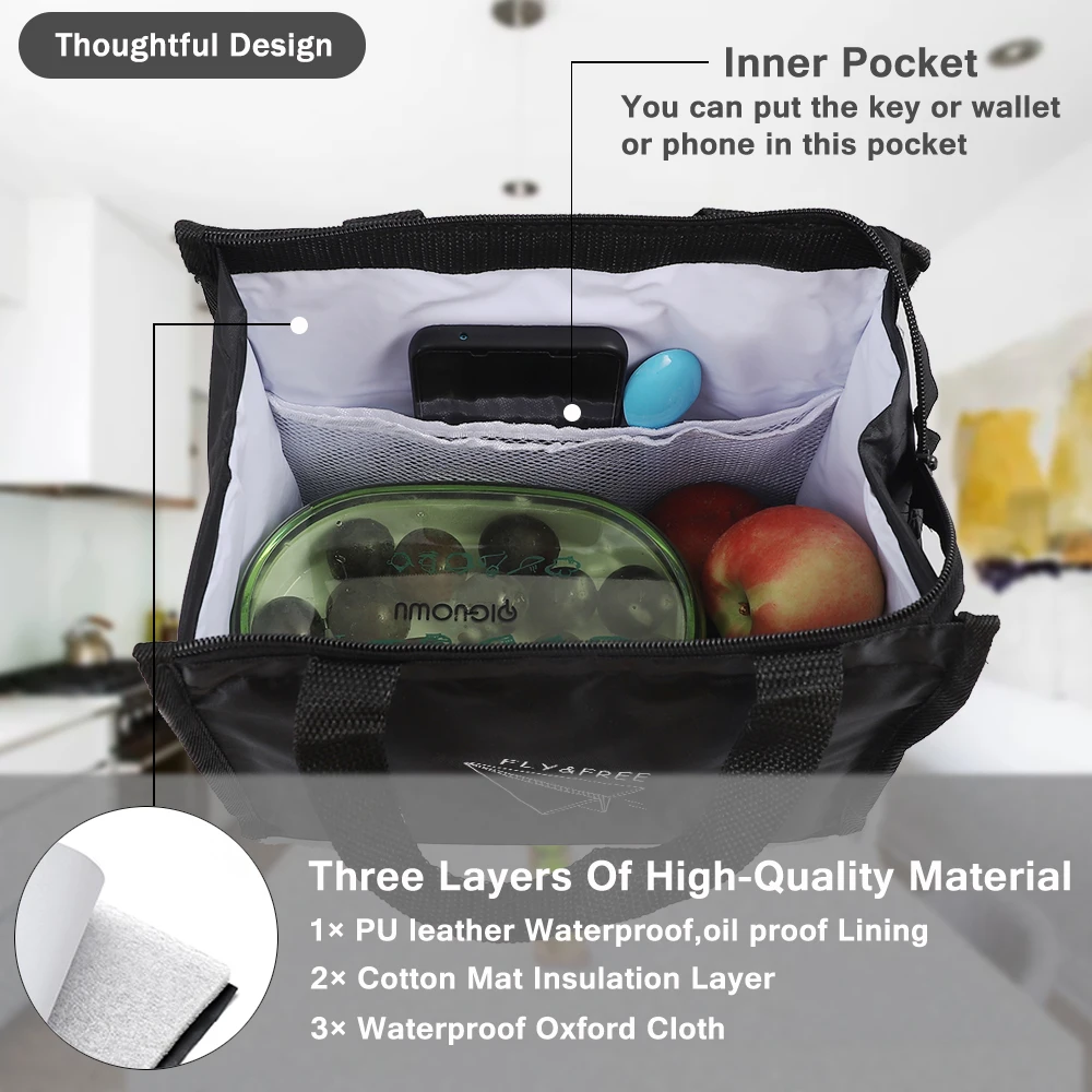 

Contracted Style Insulated Lunch Bag Durable Bento Pouch Thermal Insulated Lunch Box Tote Picnic Cooler Bag Lunch Container