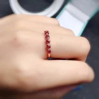 100% Genuine Ruby Ring for Party 2.5mm 7 Pieces Natural Ruby Simple Ruby Silver Ring 925 Silver Ruby Jewelry