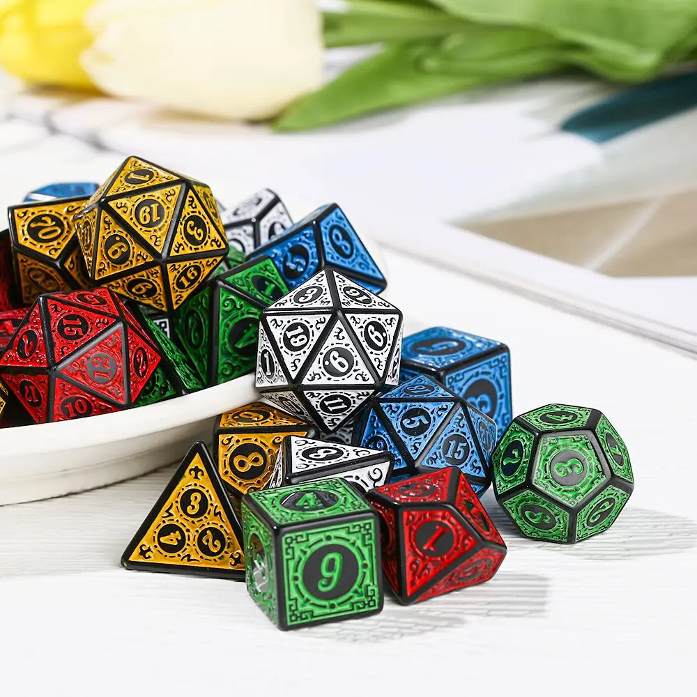 7-Die набор многосторонних игральных костей для TRPG DND Polyhedral D4 D6 D8 D10 D12 D20 игральные