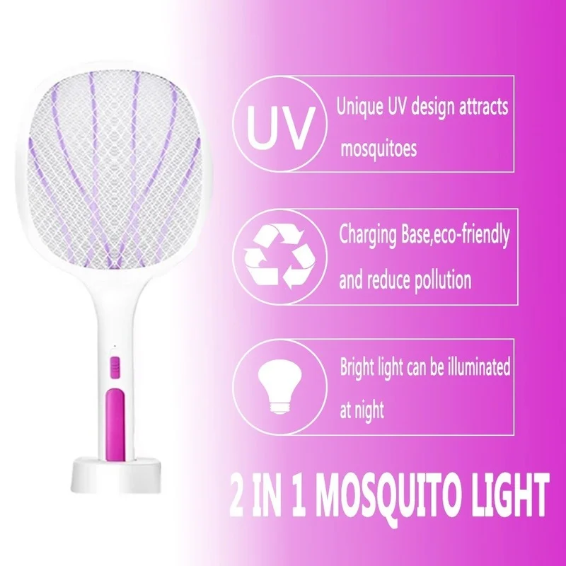 

Three-in-one 10 LED Mosquito Trap Mosquito Killer 3000V Electric Insect Killer USB Rechargeable Summer Fly Swatter Fly Trap