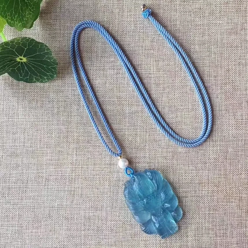 Подлинная Подвеска из натурального голубого ледяного аквамарина 42x28x6 мм