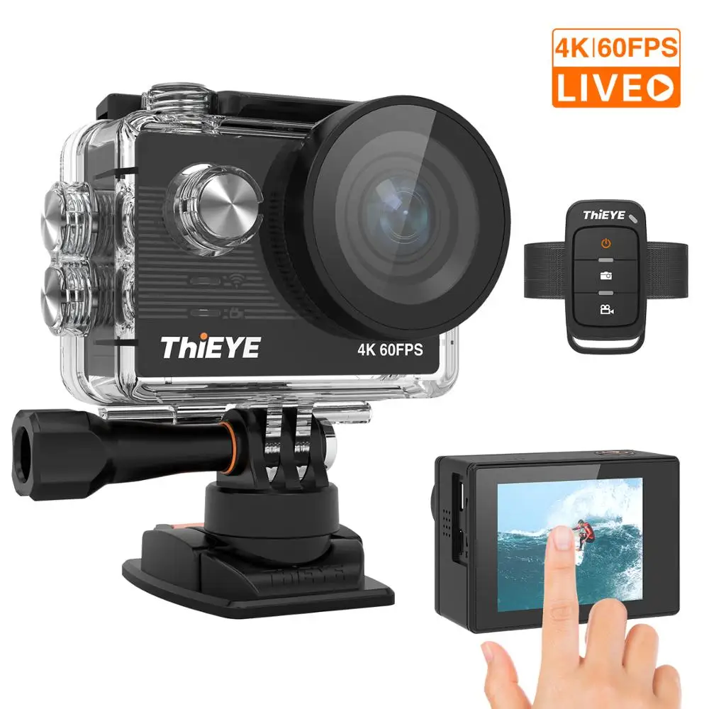 Hieye T5 Pro Ultra HD 4K 60fps сенсорный экран WiFi Экшн камера с дистанционным управлением 60 м