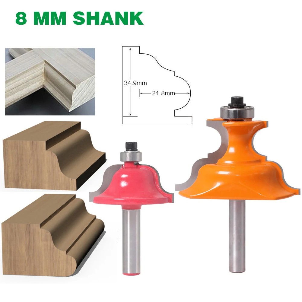 Фреза с хвостовиком 8 мм 2 шт./компл. коническая насадка для роутера Ogee и основания
