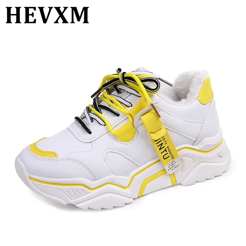 

Кроссовки женские HEVXM, зимние, плюшевые, на меху, теплые, со шнуровкой