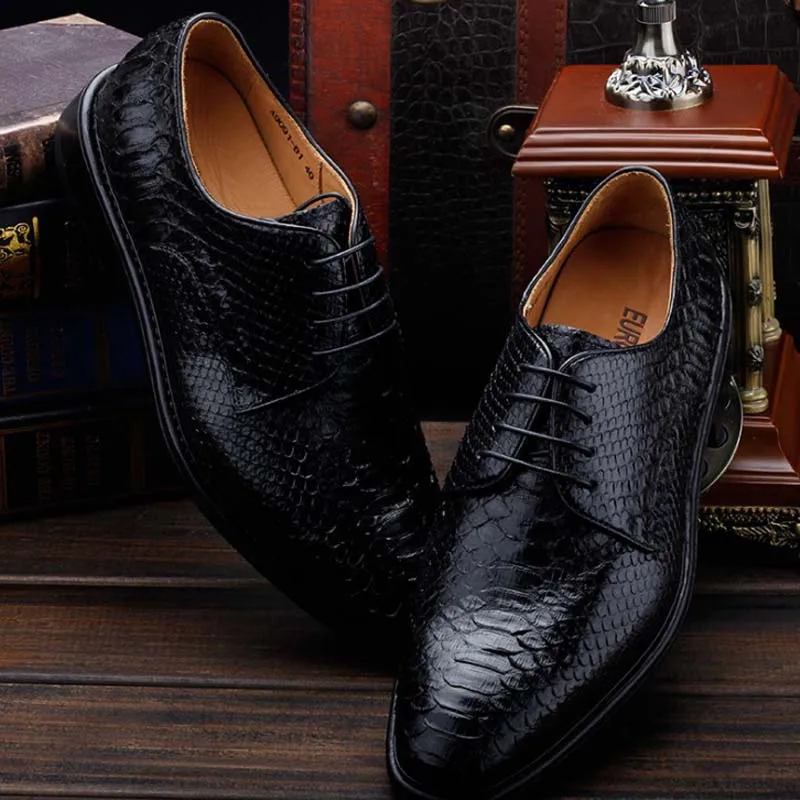 Деловые кожаные мужские туфли ourui из натуральной кожи питона белые на шнуровке