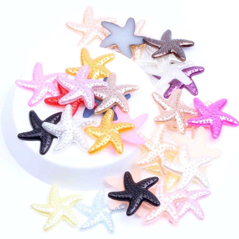 

200pcs 20mm Starfish Shape Many Colors To Choose Flatback Half Pearls Cute For Nail Cellphone Laptop Art Scrap Booking Diy