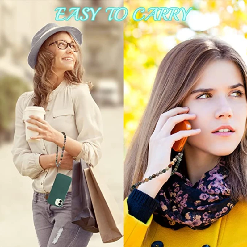 Цепочка для телефона ремешок с бусинами на запястье ремень ключей 6 мм тигровый