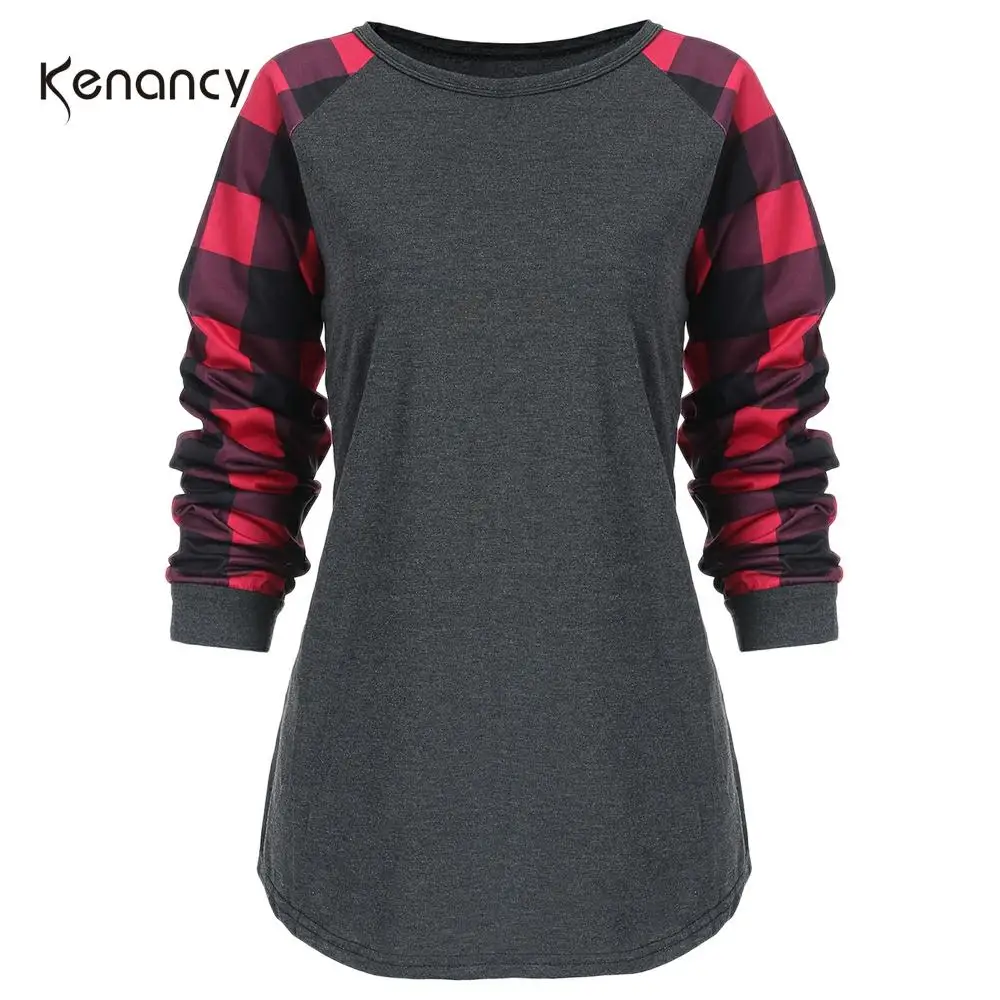 Kenancy женские блузки больших размеров 6XL весенние с О образным вырезом рукавом