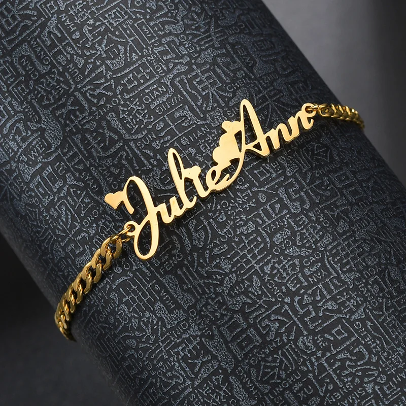 Custom Stainless Steel Personalized Baby Girl Boy Name Bracelet Handmade Letter Piercing Bangle Jewelry Birthday Gift | Украшения и