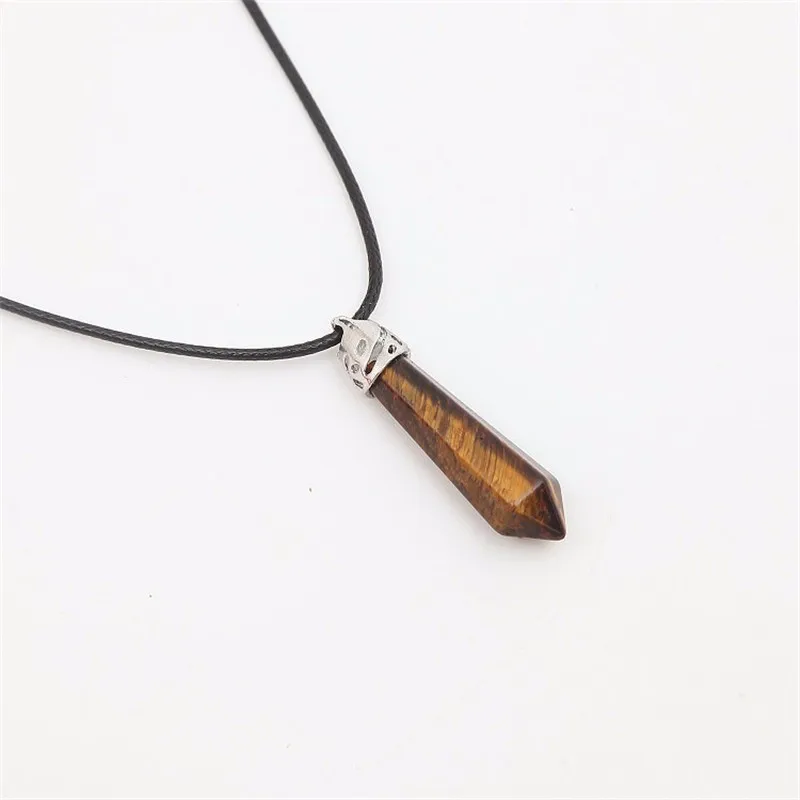 Natural Quartz Pendant Stone Hexagonal Pillar Pendants Necklace Chakra Healing Crystal Point Gem Necklaces For Women Jewelry