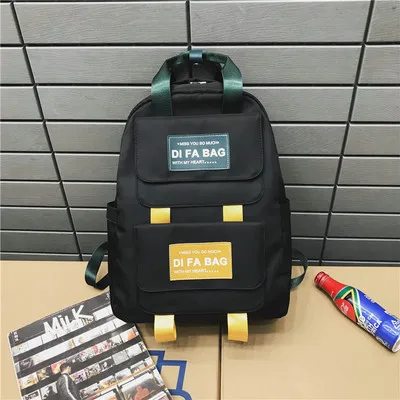 blackA Hong Kong ветер ретро улица кисти крутая Сумка Женский Досуг Мягкий сестра студенческий рюкзак мужской и женский корейский рюкзак - Цвет: blackA