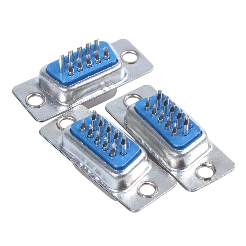 3 шт. Замена припоя VGA DB15 15 контактный разъем адаптер серебро + синий|Вилки с