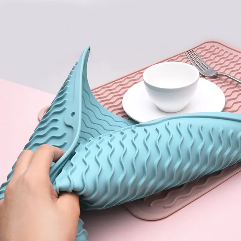 

Multifuctional Silicone Drain Drying Mat Square Draining Tableware Dishwaser Pad Kitchen roller coaster