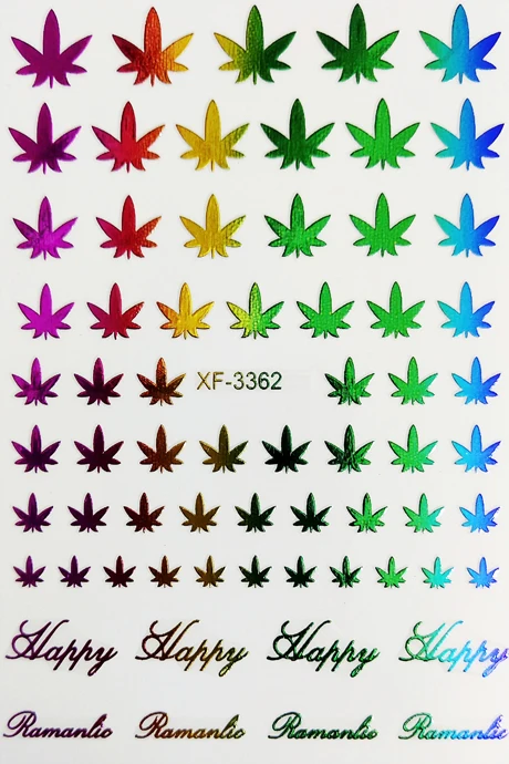 

1Sheet Colorful Laser Nail Stickers (Charm Leaf Laser Luminous)Nail 3D Nail Art Adhesive DIY Tips For Manicure Decoration